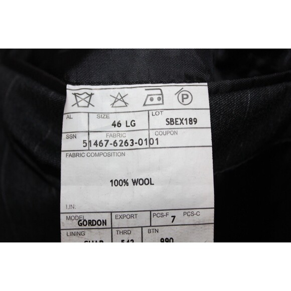 Jos A Bank Black Striped Wool 2 Piece Suit Men's 2 Btn 46L Pleated Fronts 39" W - Picture 8 of 13